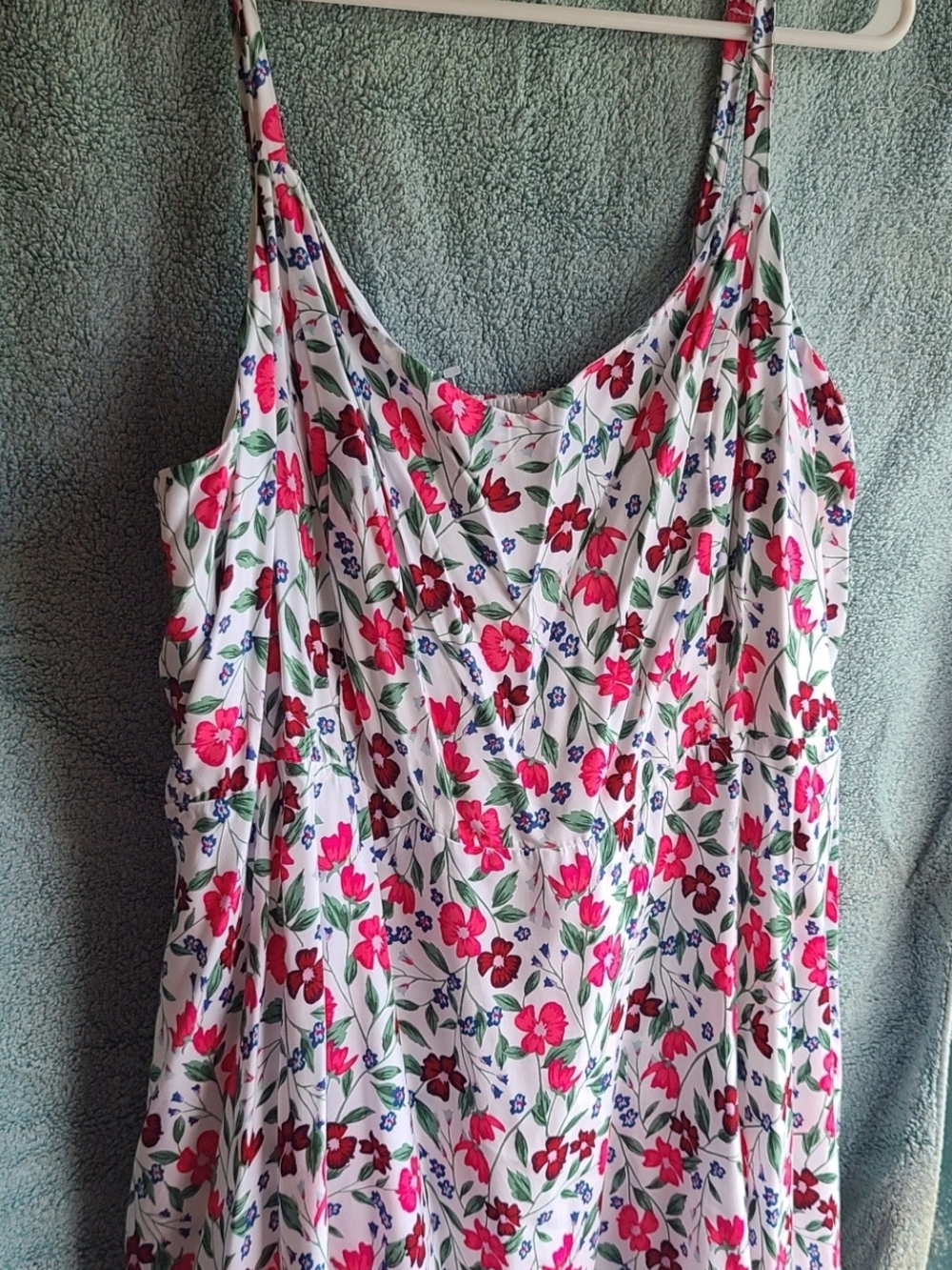 Old Navy White Floral Dress with Pink & Green Print